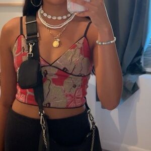 Stylish Red and Black Women's Top